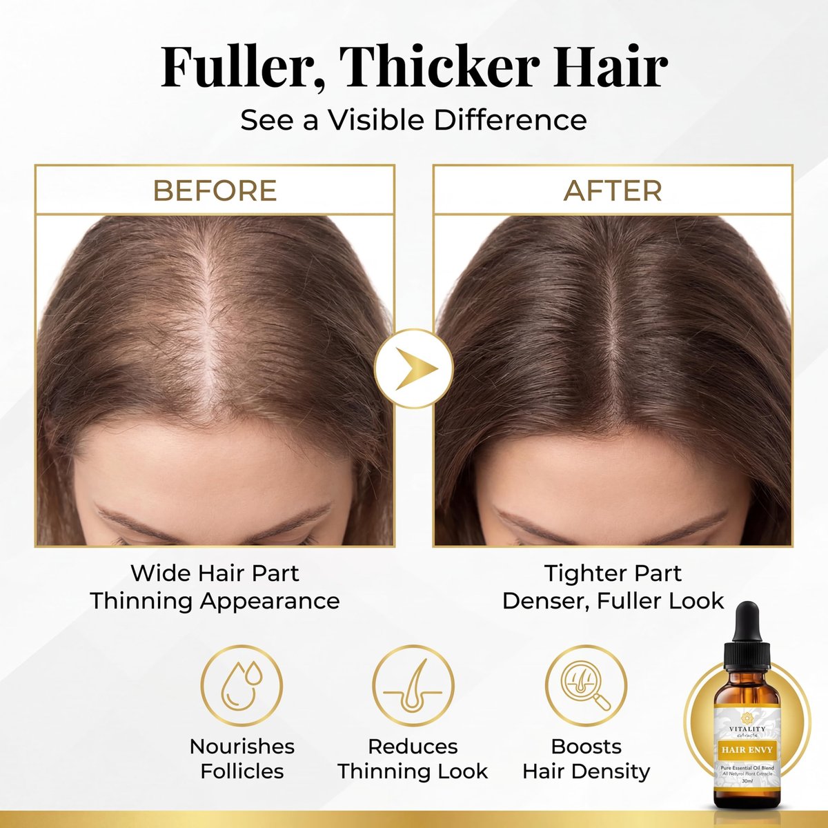 Vitality Extracts Hair Envy - Natural Hair Growth Serum with 15 Plant Extracts, 100% Pure Essential Oils - Strengthen Hair, Minimize Breakage, Stimulate Follicles Avelisse