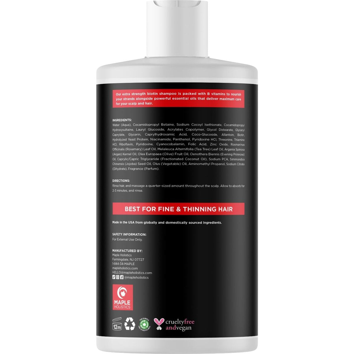 Ultra Biotin Shampoo for Thinning Hair - Extra Strength Volumizing Shampoo for Men and Women with B Vitamins and Rosemary Essential Oil - Sulfate Free Shampoo Biotin Formula for Hair and Scalp Care Avelisse
