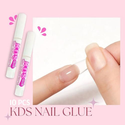 MadayFormula KDS Professional Nail Glue – 10 Pack Clear Nail Tip Extension Adhesive 0.075 Fl Oz Each