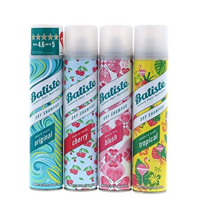 Batiste Dry Shampoo Original, Cherry, Blush, Tropical (4 Pack) 6.73 oz Avelisse