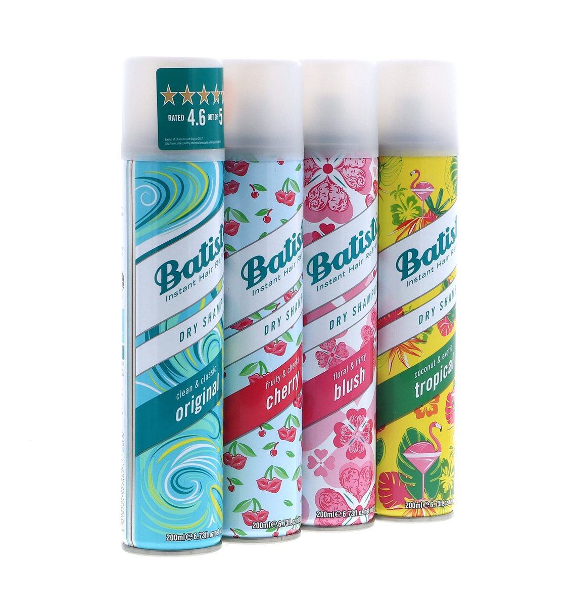 Batiste Dry Shampoo Original, Cherry, Blush, Tropical (4 Pack) 6.73 oz Avelisse