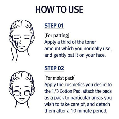 Pyunkang YUL PKY 1/3 Cotton Pads - High Absorbency Facial Toner Pads, Lint-Free Makeup Remover Squares (160 Count)