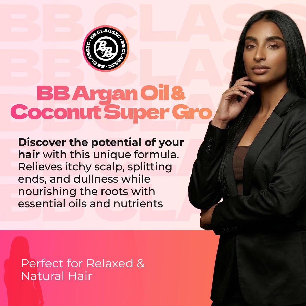 B&B Super Gro Conditioner 6 oz – Argan Oil, Coconut & Aloe for Curly, Dry & Damaged Hair - görsel 3