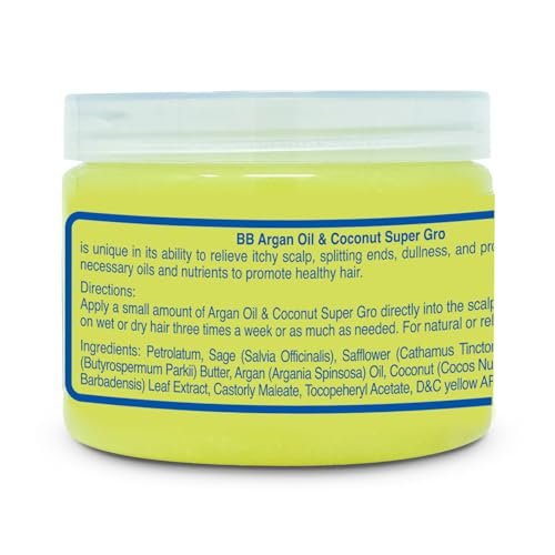 B&B Super Gro Conditioner 6 oz – Argan Oil, Coconut & Aloe for Curly, Dry & Damaged Hair - görsel 16