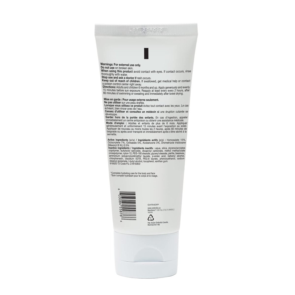 Garnier Ombrelle Complete Sensitive Advanced 60 SPF 200 mL - Face Sunscreen Avelisse