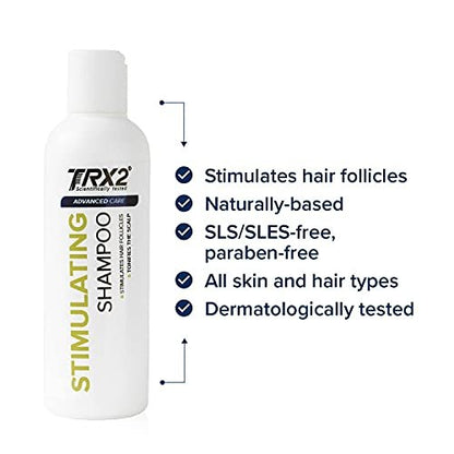 TRX2 Stimulating Shampoo – Caffeine, Biotin & Soybean for Enhanced Cleansing & Tonifying – Paraben Free, 6.7 oz