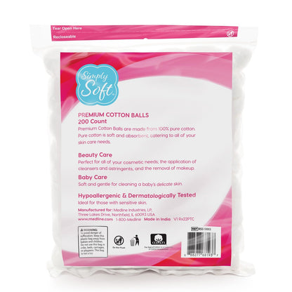Simply Soft Premium Cotton Balls (600 Count) - 100% Pure Cotton, Large Cotton Balls for Face and Nail Polish Remover