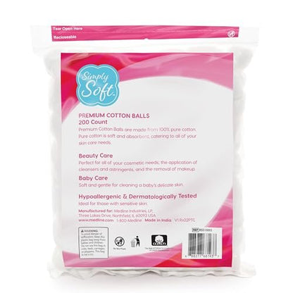 Simply Soft Premium Cotton Balls (600 Count) - 100% Pure Cotton, Large Cotton Balls for Face and Nail Polish Remover