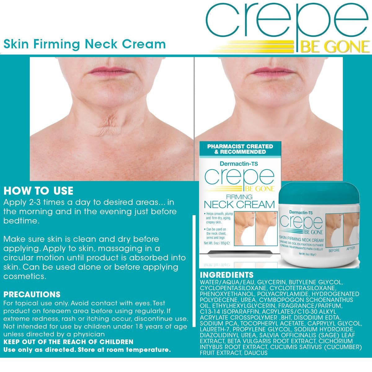 Dermactin Crepe Be Gone Firming Neck Cream – 3 oz, Anti-Aging & Hydrating Neck & Décolleté Treatment - görsel 12