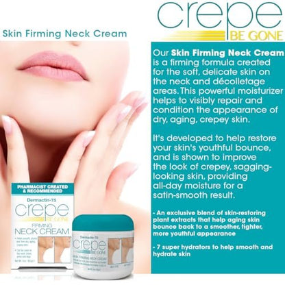 Dermactin Crepe Be Gone Firming Neck Cream – 3 oz, Anti-Aging & Hydrating Neck & Décolleté Treatment
