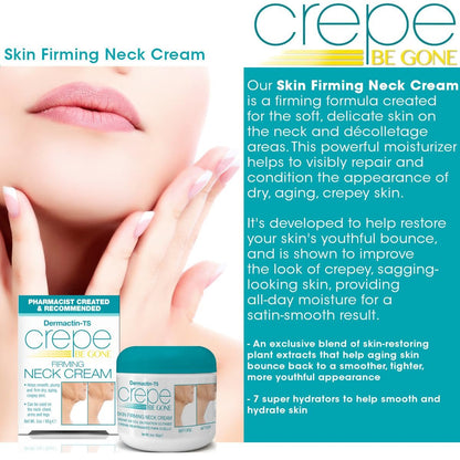 Dermactin Crepe Be Gone Firming Neck Cream – 3 oz, Anti-Aging & Hydrating Neck & Décolleté Treatment