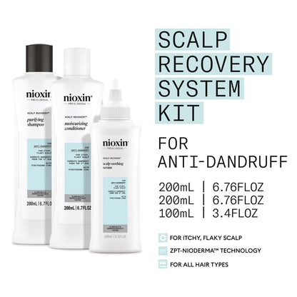Nioxin Scalp Recovery Anti-Dandruff System Kit – Trial Size for Itchy & Flaky Scalp with Pyrithione Zinc Avelisse