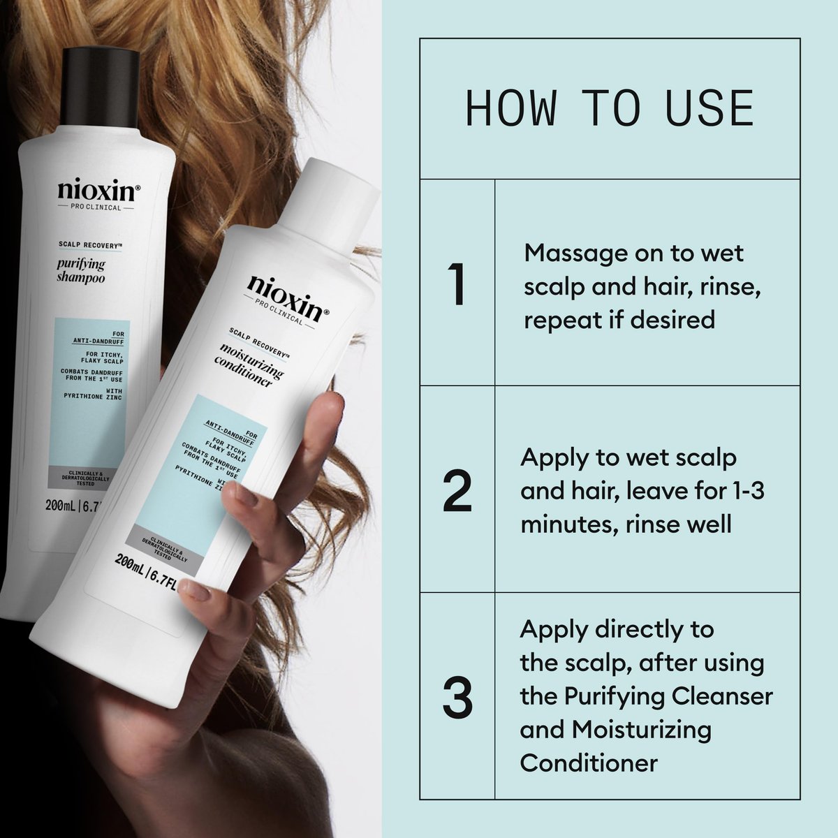 Nioxin Scalp Recovery Anti-Dandruff System Kit – Trial Size for Itchy & Flaky Scalp with Pyrithione Zinc Avelisse