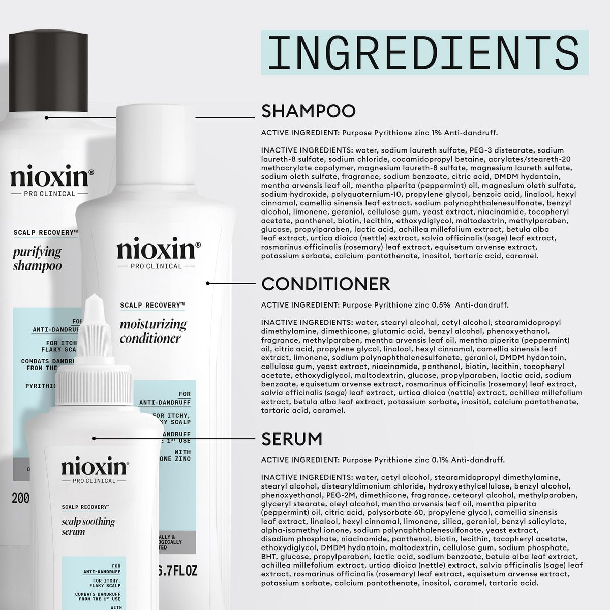 Nioxin Scalp Recovery Anti-Dandruff System Kit – Trial Size for Itchy & Flaky Scalp with Pyrithione Zinc Avelisse