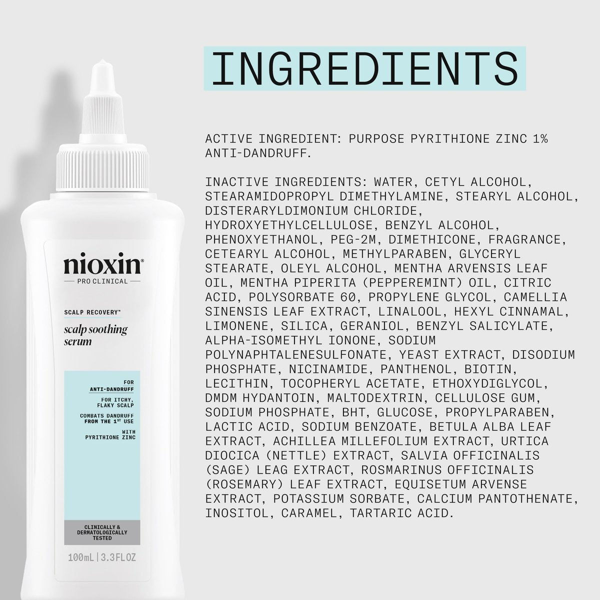 Nioxin Scalp Recovery System Scalp Soothing Serum with Pyrithione Zinc and Green Tea Extracts - 3.38 Fl Oz Avelisse