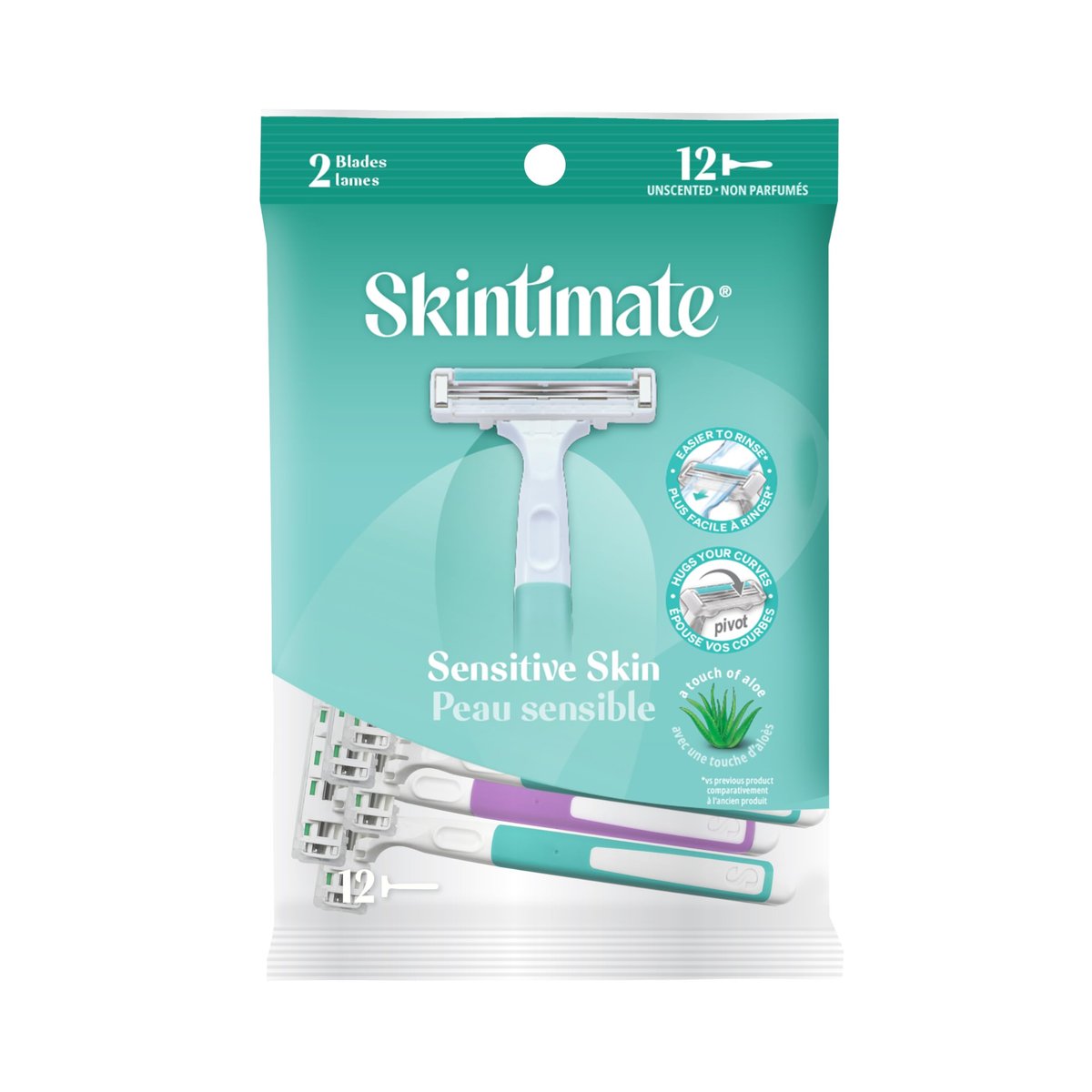 Skintimate Twin Blade Disposable Razor for Women - 12 Pack - görsel 1