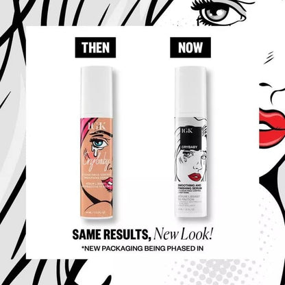 IGK Crybaby Smoothing & Finishing Serum: High Shine, Frizz Control, Lightweight, Vegan & Cruelty Free (1.5 oz) Avelisse