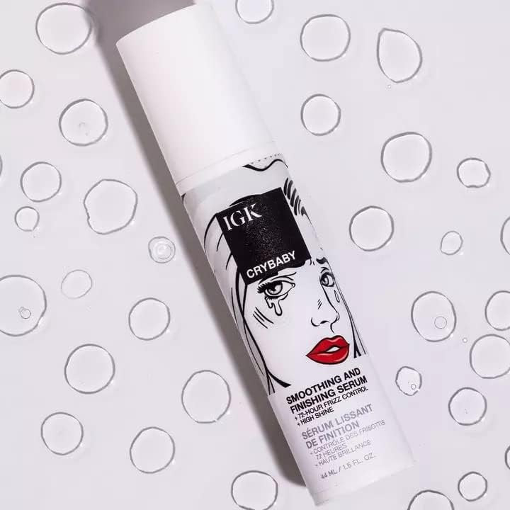 IGK Crybaby Smoothing & Finishing Serum: High Shine, Frizz Control, Lightweight, Vegan & Cruelty Free (1.5 oz) Avelisse