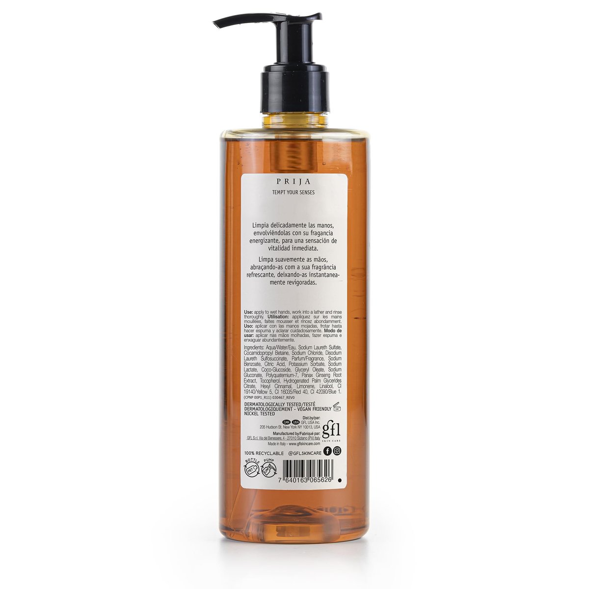 Prija Vitalising Hand Wash with Ginseng Extract, Moisturizing Liquid Hand Soap, Vegan Friendly, Energizing Fragrance, 3 x 12.85 Fl Oz - görsel 3