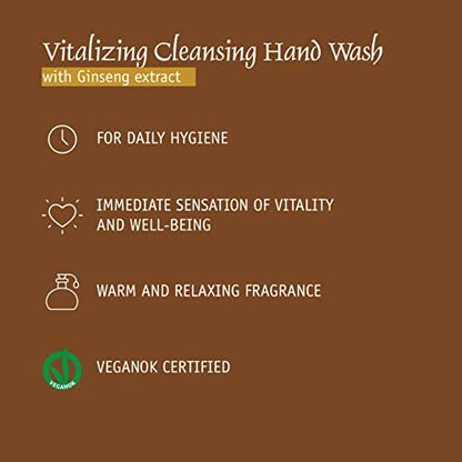 Prija Vitalising Hand Wash with Ginseng Extract, Moisturizing Liquid Hand Soap, Vegan Friendly, Energizing Fragrance, 3 x 12.85 Fl Oz