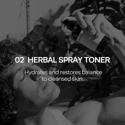 HommeFace Men's Daily Trio 3-Step Skincare Set - Face Wash, Herbal Spray Toner & Moisturizer with CICA, Tea Tree Leaf & Witch Hazel Extracts for All Skin Types Avelisse