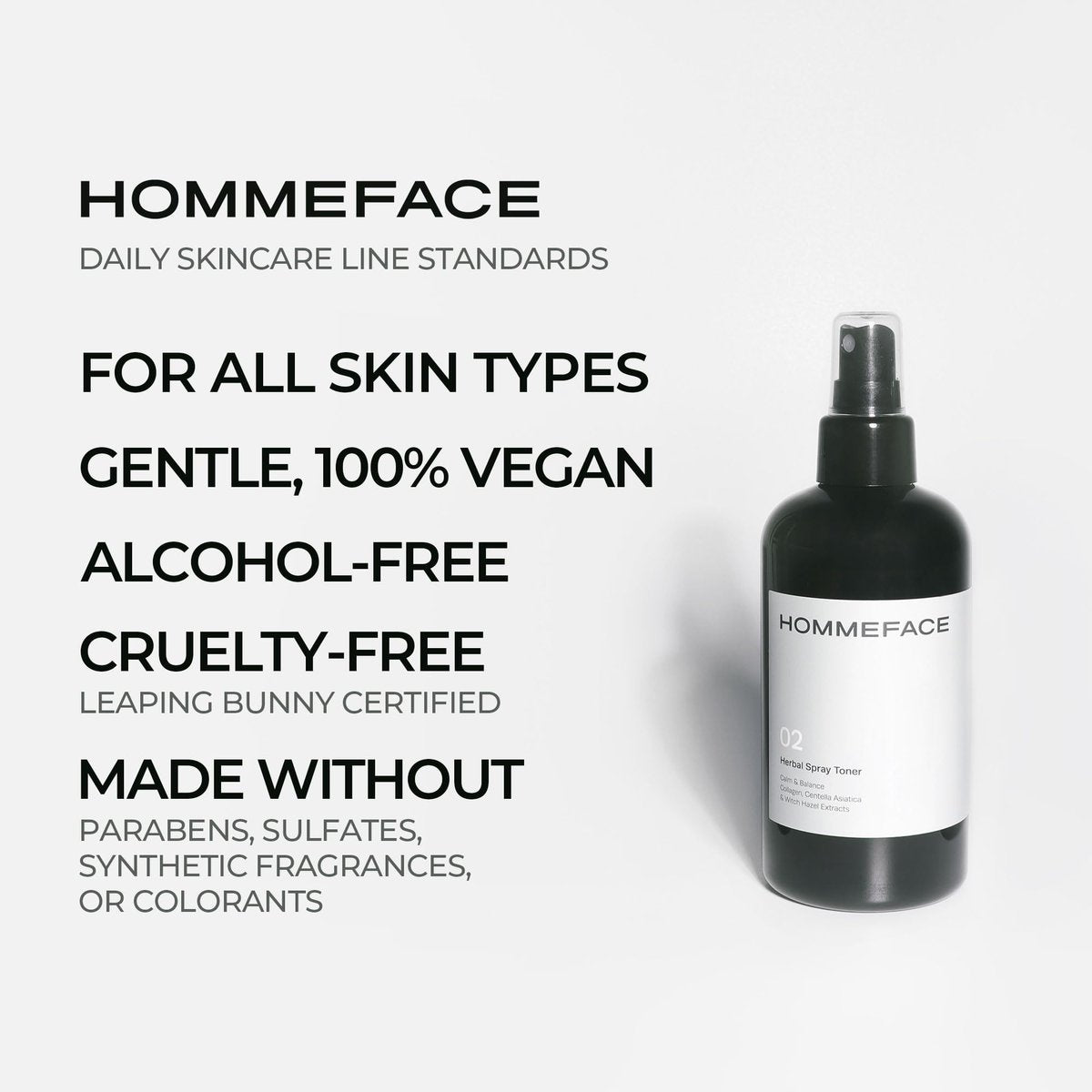 HOMMEFACE Men's Herbal Spray Face Toner - Alcohol-Free Hydrating & Balancing Facial Mist with Witch Hazel, CICA Extract, Hyaluronic Acid - 8.45 fl oz Avelisse