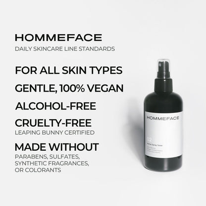 HOMMEFACE Men's Herbal Spray Face Toner - Alcohol-Free Hydrating & Balancing Facial Mist with Witch Hazel, CICA Extract, Hyaluronic Acid - 8.45 fl oz Avelisse