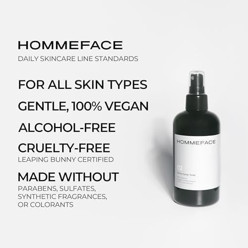 HOMMEFACE Men's Herbal Spray Face Toner - Alcohol-Free Hydrating & Balancing Facial Mist with Witch Hazel, CICA Extract, Hyaluronic Acid - 8.45 fl oz Avelisse