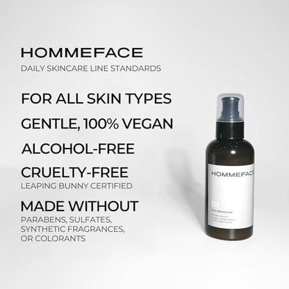 HommeFace Men's Daily Face Moisturizer - Hydrating & Nourishing Facial Lotion with Collagen, Witch Hazel & Cica Extracts (5.07 fl. oz.) Avelisse