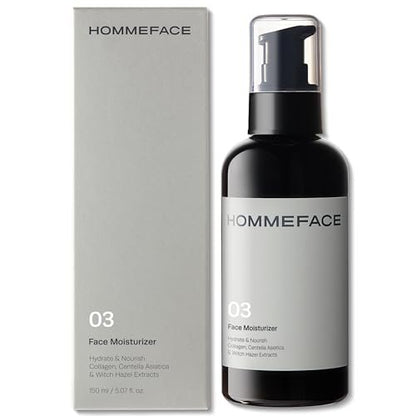 HommeFace Men's Daily Face Moisturizer - Hydrating & Nourishing Facial Lotion with Collagen, Witch Hazel & Cica Extracts (5.07 fl. oz.) Avelisse
