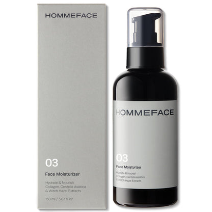 HommeFace Men's Daily Face Moisturizer - Hydrating & Nourishing Facial Lotion with Collagen, Witch Hazel & Cica Extracts (5.07 fl. oz.) Avelisse