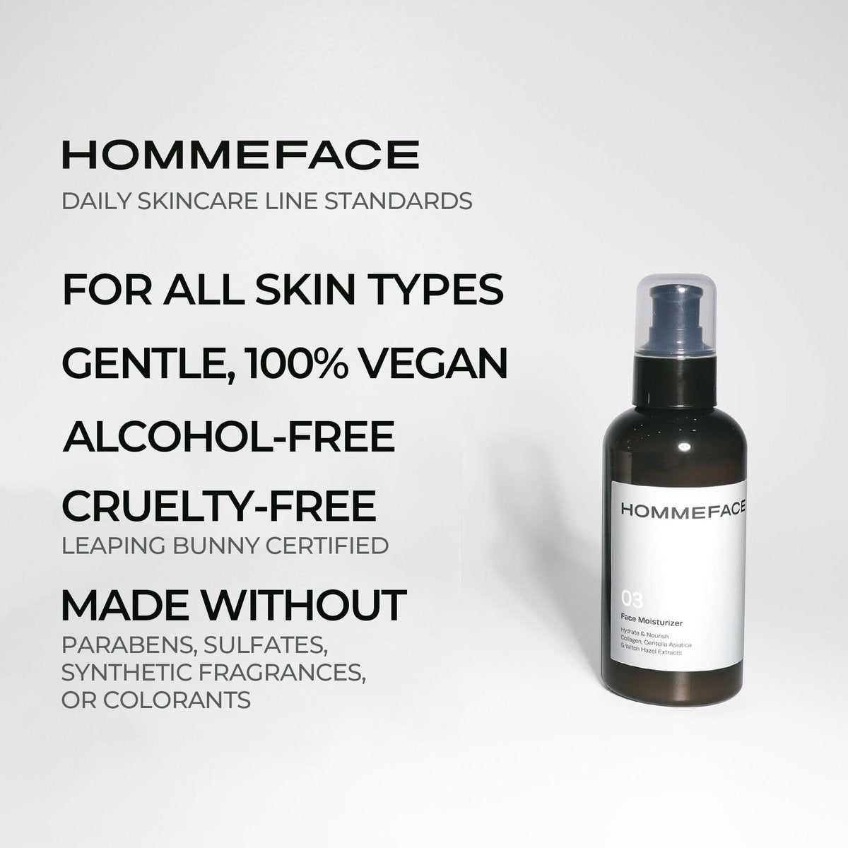 HommeFace Men's Daily Face Moisturizer - Hydrating & Nourishing Facial Lotion with Collagen, Witch Hazel & Cica Extracts (5.07 fl. oz.) Avelisse