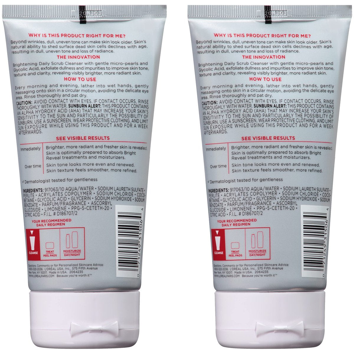 L'Oreal Paris Revitalift Bright Reveal Anti-Aging Facial Cleanser with Glycolic Acid, 5 fl. oz (Pack of 2) - görsel 15