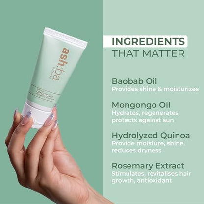 Ashba Botanics Leave-in Conditioner Frizzy Hair Fixer - Moisturizing Hair Cream for Dry & Dehydrated Hair with Rosemary Extracts - 8 Fl Oz