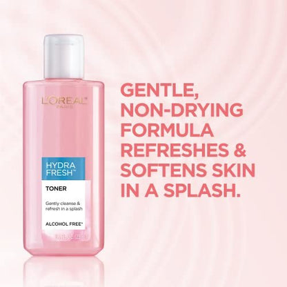 L'Oreal Paris Skincare HydraFresh Toner - Face Toner with Pro-Vitamin B5 for Smooth, Bright Complexion - 2 Pack, 8.5 Fl Oz Each