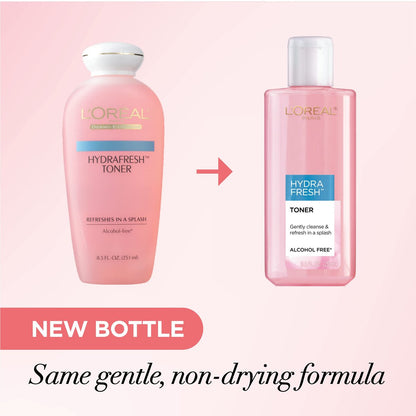 L'Oreal Paris Skincare HydraFresh Toner - Face Toner with Pro-Vitamin B5 for Smooth, Bright Complexion - 2 Pack, 8.5 Fl Oz Each