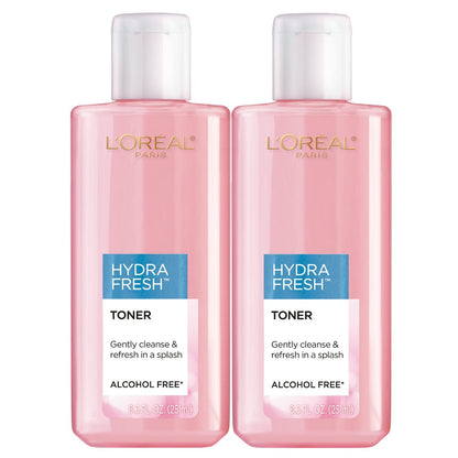 L'Oreal Paris Skincare HydraFresh Toner - Face Toner with Pro-Vitamin B5 for Smooth, Bright Complexion - 2 Pack, 8.5 Fl Oz Each