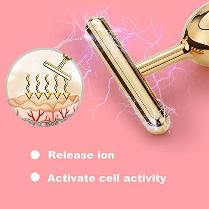 Yeamon 2 in 1 Face Massager – Golden Facial Electric 3D Roller & T-Shape Arm Eye Nose Massager for Skin Care Avelisse