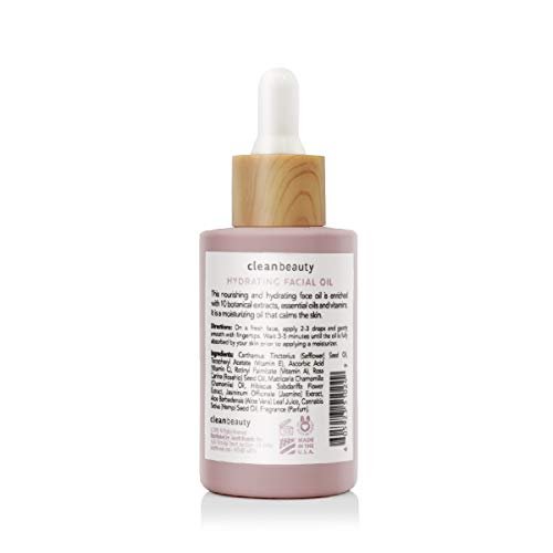 Clean Beauty Hydrating Rose Petal Facial Oil with Rosehip Oil & Vitamin E - Reduce Fine Lines & Dark Spots, Moisturize & Nourish (1.83 fl oz) Avelisse