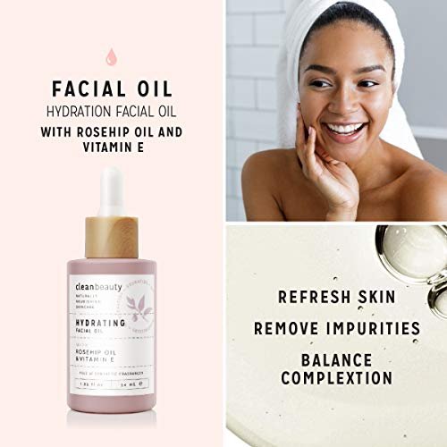 Clean Beauty Hydrating Rose Petal Facial Oil with Rosehip Oil & Vitamin E - Reduce Fine Lines & Dark Spots, Moisturize & Nourish (1.83 fl oz) Avelisse