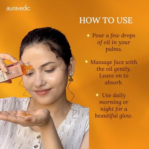 Auravedic Kumkumadi Oil for Face with Saffron | Ayurvedic Glow Oil for Dark Spots, Dull & Uneven Skin | Lightweight Hydrating Night Face Oil | 3.38 Fl Oz (100ml) - görsel 18