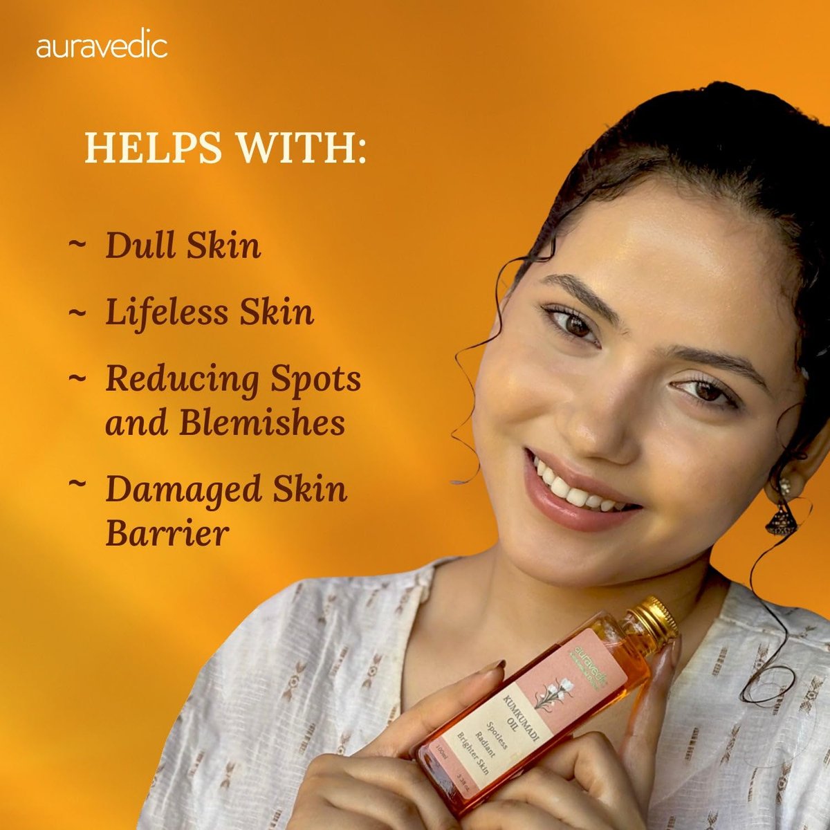 Auravedic Kumkumadi Oil for Face with Saffron | Ayurvedic Glow Oil for Dark Spots, Dull & Uneven Skin | Lightweight Hydrating Night Face Oil | 3.38 Fl Oz (100ml) - görsel 11