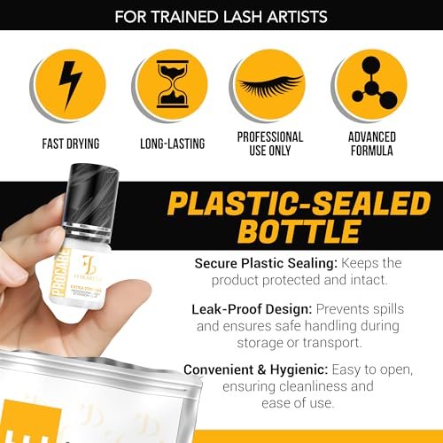 Forabeli Pro Care Eyelash Extension Glue - Professional Lash Adhesive, Fast Drying 1-2 Seconds, Up to 8 Weeks Retention, Black 5ml Avelisse