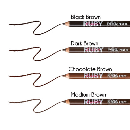 Ruby Kisses GoBrow Eyebrow Pencil - Sharpenable, Longwear, Natural-Looking Brows - 3 Pack (Black Brown)