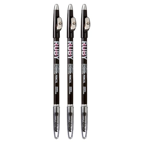 Ruby Kisses GoBrow Eyebrow Pencil - Sharpenable, Longwear, Natural-Looking Brows - 3 Pack (Black Brown) - görsel 2