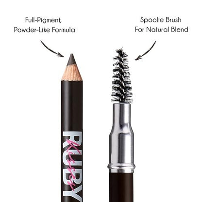Ruby Kisses GoBrow Eyebrow Pencil - Sharpenable, Longwear, Natural-Looking Brows - 3 Pack (Black Brown)