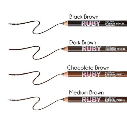 Ruby Kisses GoBrow Eyebrow Pencil - Sharpenable, Longwear, Natural-Looking Brows - 3 Pack (Black Brown)