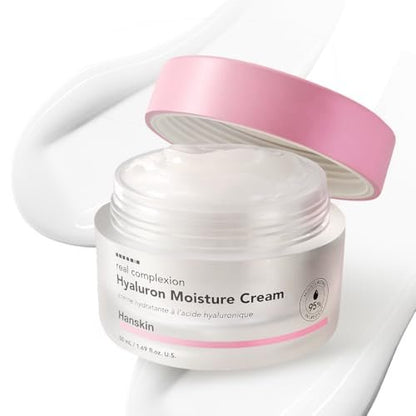 Hanskin Real Complexion Hyaluronic Moisture Cream - Hydrating Face Moisturizer with Hyaluronic Acid, Niacinamide & Vitamin E for Sensitive & Dry Skin, Korean Skincare, 1.69 fl.oz. Avelisse