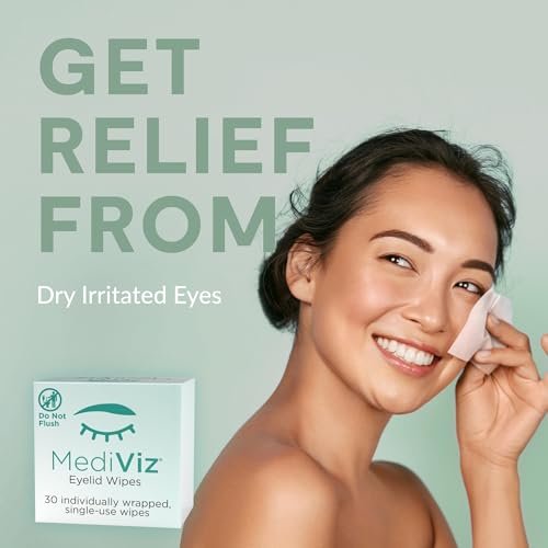 MEDIVIZ Eyelid Cleanser Wipes - 30 Single-Use Towelettes - Gentle, Hypoallergenic Eyelid Wipes for Soothing Itchy Eyes, Removing Debris & Eye Makeup Avelisse