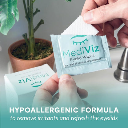 MEDIVIZ Eyelid Cleanser Wipes - 30 Single-Use Towelettes - Gentle, Hypoallergenic Eyelid Wipes for Soothing Itchy Eyes, Removing Debris & Eye Makeup Avelisse